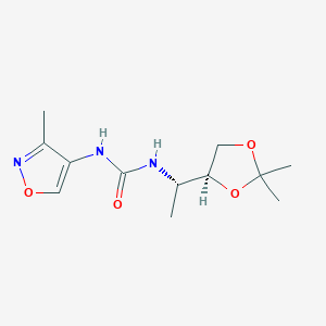 molecular formula C12H19N3O4 B7354247 1-[(1S)-1-[(4S)-2,2-dimethyl-1,3-dioxolan-4-yl]ethyl]-3-(3-methyl-1,2-oxazol-4-yl)urea 