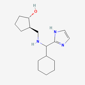 molecular formula C16H27N3O B7354258 (1S,2R)-2-[[[cyclohexyl(1H-imidazol-2-yl)methyl]amino]methyl]cyclopentan-1-ol 