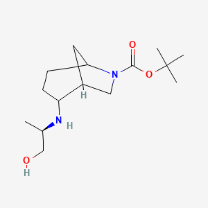 molecular formula C15H28N2O3 B7354284 tert-butyl 2-[[(2R)-1-hydroxypropan-2-yl]amino]-6-azabicyclo[3.2.1]octane-6-carboxylate 