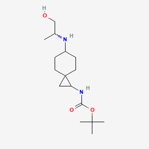 molecular formula C16H30N2O3 B7354291 tert-butyl N-[6-[[(2R)-1-hydroxypropan-2-yl]amino]spiro[2.5]octan-2-yl]carbamate 