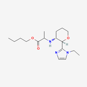 molecular formula C17H29N3O3 B7354298 butyl 2-[[(2R,3R)-2-(1-ethylimidazol-2-yl)oxan-3-yl]amino]propanoate 