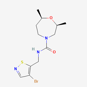 molecular formula C12H18BrN3O2S B7354348 (2S,7R)-N-[(4-bromo-1,2-thiazol-5-yl)methyl]-2,7-dimethyl-1,4-oxazepane-4-carboxamide 