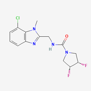 molecular formula C14H15ClF2N4O B7354361 (3S,4R)-N-[(7-chloro-1-methylbenzimidazol-2-yl)methyl]-3,4-difluoropyrrolidine-1-carboxamide 