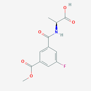 molecular formula C12H12FNO5 B7354362 (2S)-2-[(3-fluoro-5-methoxycarbonylbenzoyl)amino]propanoic acid 