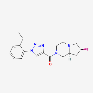 molecular formula C18H22FN5O B7354412 [(7S,8aS)-7-fluoro-3,4,6,7,8,8a-hexahydro-1H-pyrrolo[1,2-a]pyrazin-2-yl]-[1-(2-ethylphenyl)triazol-4-yl]methanone 