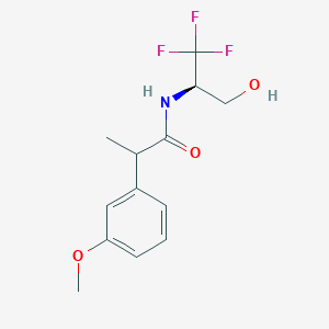 molecular formula C13H16F3NO3 B7354430 2-(3-methoxyphenyl)-N-[(2R)-1,1,1-trifluoro-3-hydroxypropan-2-yl]propanamide 