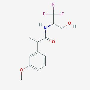 molecular formula C13H16F3NO3 B7354438 2-(3-methoxyphenyl)-N-[(2S)-1,1,1-trifluoro-3-hydroxypropan-2-yl]propanamide 