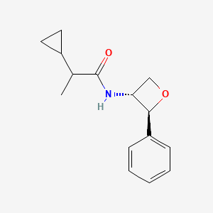 molecular formula C15H19NO2 B7354447 2-cyclopropyl-N-[(2S,3R)-2-phenyloxetan-3-yl]propanamide 