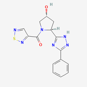 molecular formula C15H14N6O2S B7354468 [(2S,4R)-4-hydroxy-2-(3-phenyl-1H-1,2,4-triazol-5-yl)pyrrolidin-1-yl]-(1,2,5-thiadiazol-3-yl)methanone 