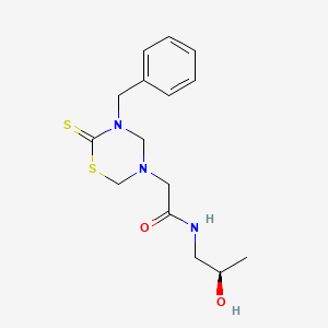 molecular formula C15H21N3O2S2 B7354500 2-(5-benzyl-6-sulfanylidene-1,3,5-thiadiazinan-3-yl)-N-[(2R)-2-hydroxypropyl]acetamide 