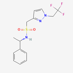 molecular formula C14H16F3N3O2S B7354548 N-[(1S)-1-phenylethyl]-1-[1-(2,2,2-trifluoroethyl)pyrazol-3-yl]methanesulfonamide 