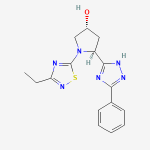 (3R,5S)-1-(3-ethyl-1,2,4-thiadiazol-5-yl)-5-(3-phenyl-1H-1,2,4-triazol-5-yl)pyrrolidin-3-ol