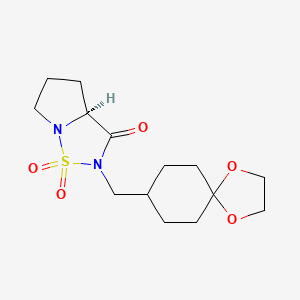 molecular formula C14H22N2O5S B7354691 (3aS)-2-(1,4-dioxaspiro[4.5]decan-8-ylmethyl)-1,1-dioxo-3a,4,5,6-tetrahydropyrrolo[1,2-b][1,2,5]thiadiazol-3-one 