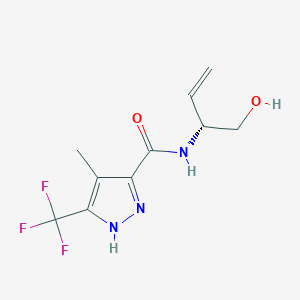 molecular formula C10H12F3N3O2 B7354713 N-[(2R)-1-hydroxybut-3-en-2-yl]-4-methyl-5-(trifluoromethyl)-1H-pyrazole-3-carboxamide 