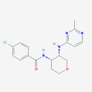 4-chloro-N-[(3S,4S)-3-[(2-methylpyrimidin-4-yl)amino]oxan-4-yl]benzamide