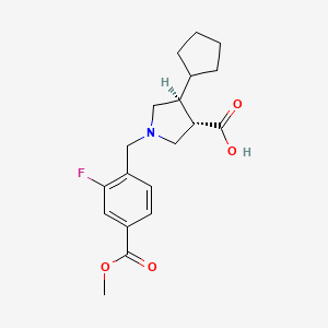 (3S,4S)-4-cyclopentyl-1-[(2-fluoro-4-methoxycarbonylphenyl)methyl]pyrrolidine-3-carboxylic acid