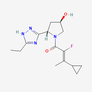 molecular formula C15H21FN4O2 B7354799 (Z)-3-cyclopropyl-1-[(2S,4R)-2-(5-ethyl-1H-1,2,4-triazol-3-yl)-4-hydroxypyrrolidin-1-yl]-2-fluorobut-2-en-1-one 