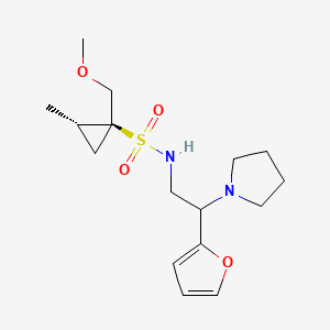 molecular formula C16H26N2O4S B7354892 (1S,2S)-N-[2-(furan-2-yl)-2-pyrrolidin-1-ylethyl]-1-(methoxymethyl)-2-methylcyclopropane-1-sulfonamide 