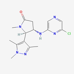 molecular formula C15H19ClN6O B7354904 (4S,5R)-4-[(6-chloropyrazin-2-yl)amino]-1-methyl-5-(1,3,5-trimethylpyrazol-4-yl)pyrrolidin-2-one 