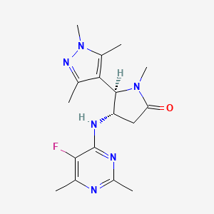 molecular formula C17H23FN6O B7354919 (4S,5R)-4-[(5-fluoro-2,6-dimethylpyrimidin-4-yl)amino]-1-methyl-5-(1,3,5-trimethylpyrazol-4-yl)pyrrolidin-2-one 