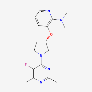 molecular formula C17H22FN5O B7354931 3-[(3S)-1-(5-fluoro-2,6-dimethylpyrimidin-4-yl)pyrrolidin-3-yl]oxy-N,N-dimethylpyridin-2-amine 