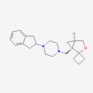 molecular formula C22H30N2O B7354979 1-(2,3-dihydro-1H-inden-2-yl)-4-[[(1S,5R)-spiro[3-oxabicyclo[3.1.0]hexane-2,1'-cyclobutane]-1-yl]methyl]piperazine 