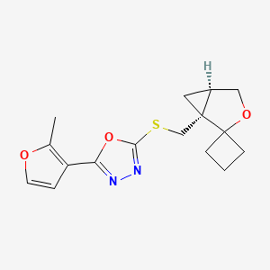 2-(2-methylfuran-3-yl)-5-[[(1R,5R)-spiro[3-oxabicyclo[3.1.0]hexane-2,1'-cyclobutane]-1-yl]methylsulfanyl]-1,3,4-oxadiazole