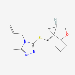 molecular formula C15H21N3OS B7354985 3-methyl-4-prop-2-enyl-5-[[(1R,5R)-spiro[3-oxabicyclo[3.1.0]hexane-2,1'-cyclobutane]-1-yl]methylsulfanyl]-1,2,4-triazole 