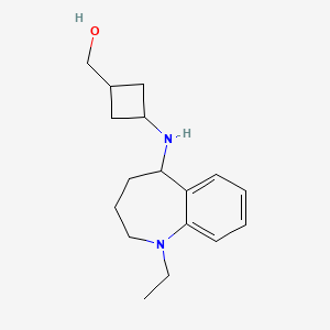 molecular formula C17H26N2O B7354991 [3-[(1-Ethyl-2,3,4,5-tetrahydro-1-benzazepin-5-yl)amino]cyclobutyl]methanol 