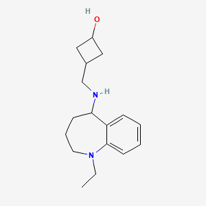 molecular formula C17H26N2O B7355009 3-[[(1-Ethyl-2,3,4,5-tetrahydro-1-benzazepin-5-yl)amino]methyl]cyclobutan-1-ol 