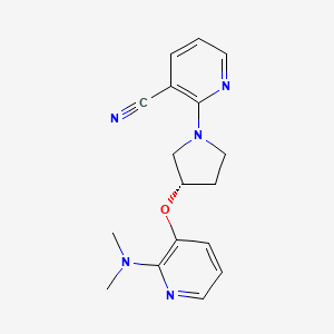 molecular formula C17H19N5O B7355051 2-[(3S)-3-[2-(dimethylamino)pyridin-3-yl]oxypyrrolidin-1-yl]pyridine-3-carbonitrile 