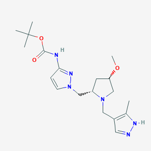 tert-butyl N-[1-[[(2S,4S)-4-methoxy-1-[(5-methyl-1H-pyrazol-4-yl)methyl]pyrrolidin-2-yl]methyl]pyrazol-3-yl]carbamate