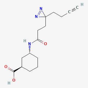 molecular formula C15H21N3O3 B7355093 (1R,3R)-3-[3-(3-but-3-ynyldiazirin-3-yl)propanoylamino]cyclohexane-1-carboxylic acid 