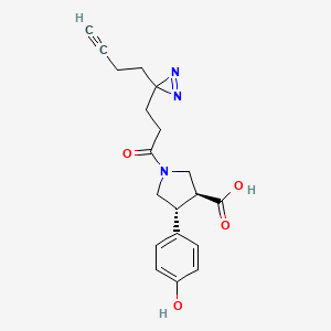 molecular formula C19H21N3O4 B7355147 (3S,4R)-1-[3-(3-but-3-ynyldiazirin-3-yl)propanoyl]-4-(4-hydroxyphenyl)pyrrolidine-3-carboxylic acid 