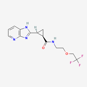 molecular formula C14H15F3N4O2 B7355153 (1R,2S)-2-(1H-imidazo[4,5-b]pyridin-2-yl)-N-[2-(2,2,2-trifluoroethoxy)ethyl]cyclopropane-1-carboxamide 