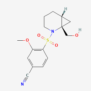 molecular formula C15H18N2O4S B7355161 4-[[(1S,6R)-1-(hydroxymethyl)-2-azabicyclo[4.1.0]heptan-2-yl]sulfonyl]-3-methoxybenzonitrile 