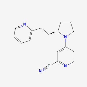 molecular formula C17H18N4 B7355214 4-[(2S)-2-(2-pyridin-2-ylethyl)pyrrolidin-1-yl]pyridine-2-carbonitrile 