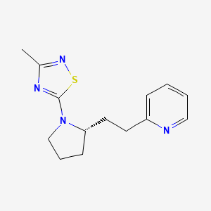 molecular formula C14H18N4S B7355225 3-methyl-5-[(2S)-2-(2-pyridin-2-ylethyl)pyrrolidin-1-yl]-1,2,4-thiadiazole 