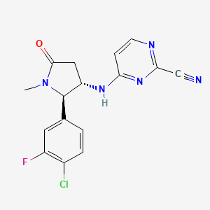 molecular formula C16H13ClFN5O B7355246 4-[[(2R,3S)-2-(4-chloro-3-fluorophenyl)-1-methyl-5-oxopyrrolidin-3-yl]amino]pyrimidine-2-carbonitrile 