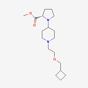 molecular formula C18H32N2O3 B7355282 methyl (2S)-1-[1-[2-(cyclobutylmethoxy)ethyl]piperidin-4-yl]pyrrolidine-2-carboxylate 