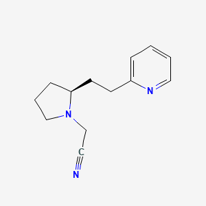 molecular formula C13H17N3 B7355295 2-[(2S)-2-(2-pyridin-2-ylethyl)pyrrolidin-1-yl]acetonitrile 