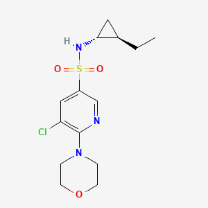 molecular formula C14H20ClN3O3S B7355365 5-chloro-N-[(1R,2R)-2-ethylcyclopropyl]-6-morpholin-4-ylpyridine-3-sulfonamide 