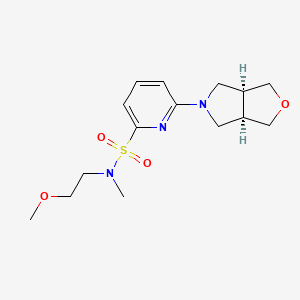 molecular formula C15H23N3O4S B7355368 6-[(3aR,6aS)-1,3,3a,4,6,6a-hexahydrofuro[3,4-c]pyrrol-5-yl]-N-(2-methoxyethyl)-N-methylpyridine-2-sulfonamide 