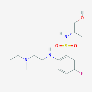 molecular formula C15H26FN3O3S B7355381 5-fluoro-N-[(2S)-1-hydroxypropan-2-yl]-2-[2-[methyl(propan-2-yl)amino]ethylamino]benzenesulfonamide 