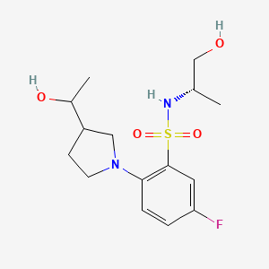 molecular formula C15H23FN2O4S B7355390 5-fluoro-2-[3-(1-hydroxyethyl)pyrrolidin-1-yl]-N-[(2S)-1-hydroxypropan-2-yl]benzenesulfonamide 