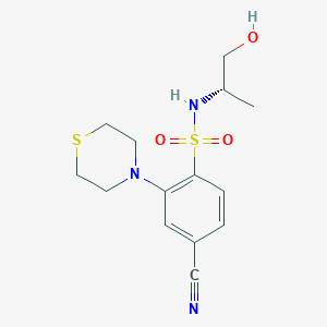 molecular formula C14H19N3O3S2 B7355409 4-cyano-N-[(2S)-1-hydroxypropan-2-yl]-2-thiomorpholin-4-ylbenzenesulfonamide 