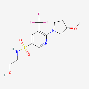 molecular formula C13H18F3N3O4S B7355411 N-(2-hydroxyethyl)-6-[(3R)-3-methoxypyrrolidin-1-yl]-5-(trifluoromethyl)pyridine-3-sulfonamide 