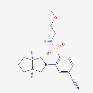 molecular formula C17H23N3O3S B7355413 2-[(3aS,6aR)-3,3a,4,5,6,6a-hexahydro-1H-cyclopenta[c]pyrrol-2-yl]-4-cyano-N-(2-methoxyethyl)benzenesulfonamide 