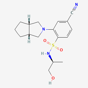 molecular formula C17H23N3O3S B7355419 2-[(3aR,6aS)-3,3a,4,5,6,6a-hexahydro-1H-cyclopenta[c]pyrrol-2-yl]-4-cyano-N-[(2S)-1-hydroxypropan-2-yl]benzenesulfonamide 