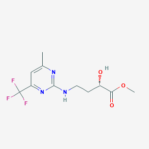 molecular formula C11H14F3N3O3 B7355474 methyl (2S)-2-hydroxy-4-[[4-methyl-6-(trifluoromethyl)pyrimidin-2-yl]amino]butanoate 